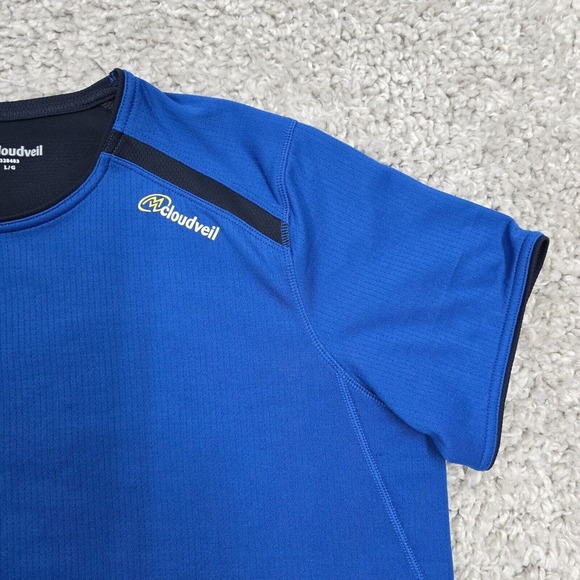 Cloudveil Shirt Men Large Blue Short Sleeve Pullover Stretch Active Workout Gym - Picture 3 of 11